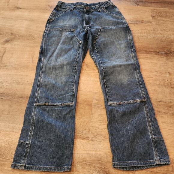 VINTAGE Carhartt Jeans Mens 30x29 Dungaree Logger Blue Double Knee EUC - Picture 1 of 8